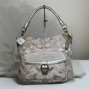 Coach F18875 Penelope Signature “C” Outline Hobo Bag Canvas Leather Trim NWT